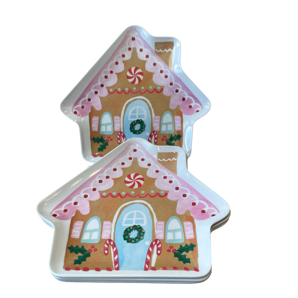 Cupcakes and Cashmere Pastel Gingerbread Shape Melamine Snack Plate Set of 4 - Picture 7 of 12